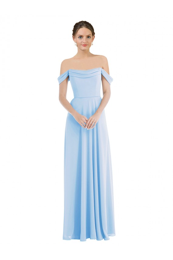 Cheap Off the Shoulder Draped Neckline Maxi Formal Bridesmaid Dress UK
