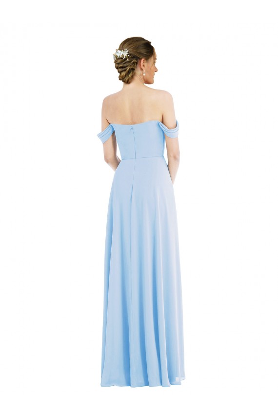 Cheap Off the Shoulder Draped Neckline Maxi Formal Bridesmaid Dress UK