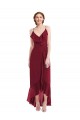 Cheap Ruffle Trimmed V-Neck High Low Wrap Chiffon Bridesmaid Dress UK