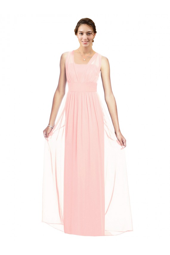 Cheap V-Neck Full Length Chiffon Bridesmaid Dress UK