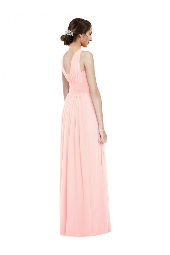 Cheap V-Neck Full Length Chiffon Bridesmaid Dress UK
