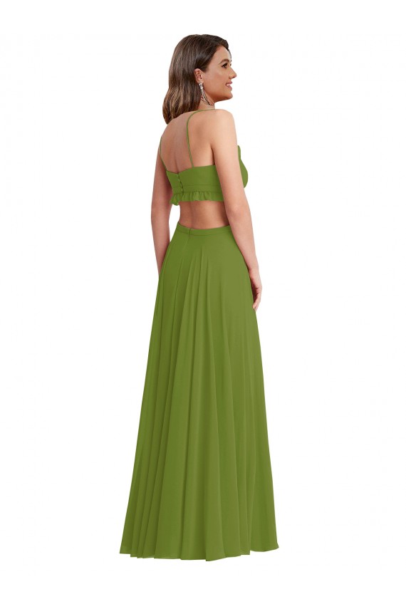 Cheap Ruffled Chiffon Cutout Maxi Bridesmaid Dress UK