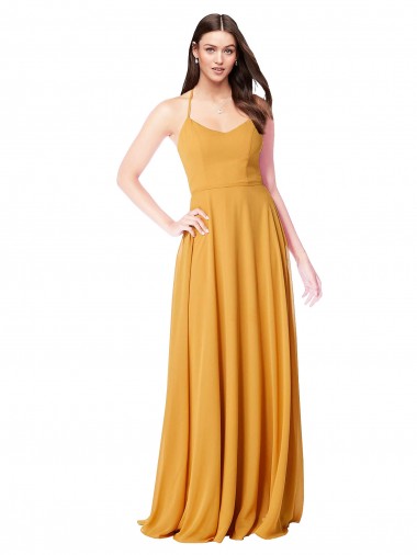 Cheap Chiffon A-Line Bridesmaid Dress with Halter Back UK