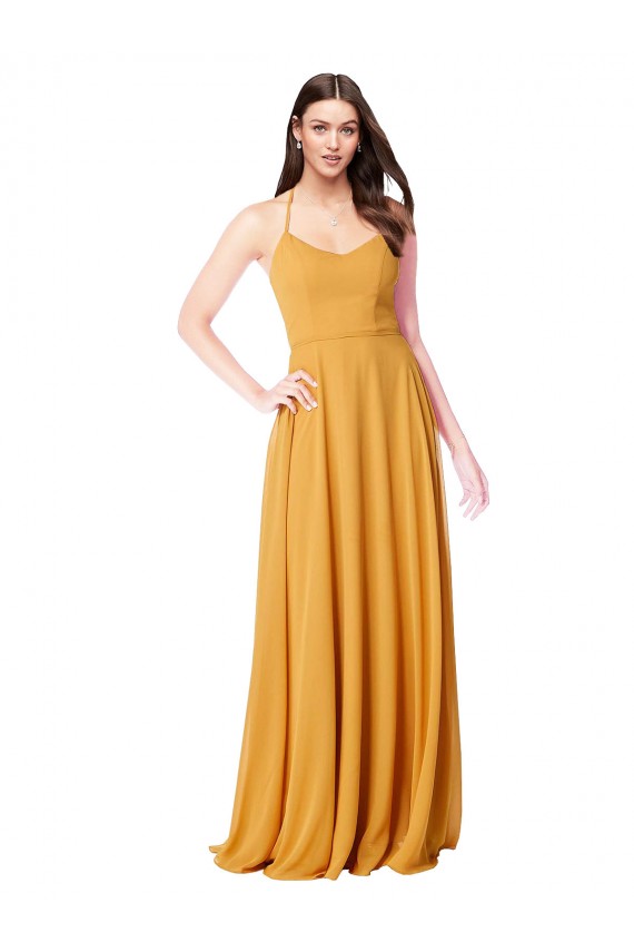 Cheap Chiffon A-Line Bridesmaid Dress with Halter Back UK