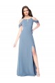 Cheap High Neck Chiffon Bridesmaid Dress with Draped Sleeves UK