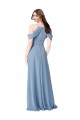 Cheap High Neck Chiffon Bridesmaid Dress with Draped Sleeves UK