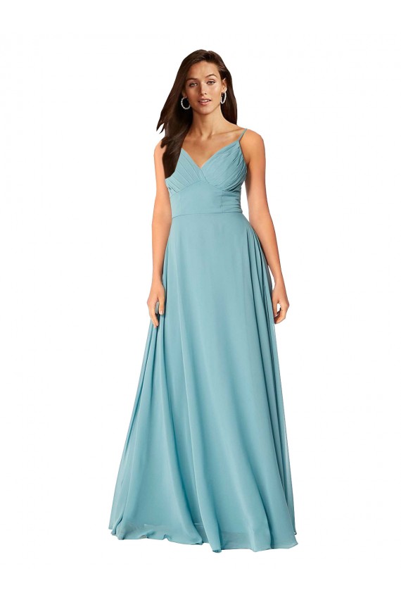Cheap Draped Empire V-Neck Chiffon Bridesmaid Dress UK