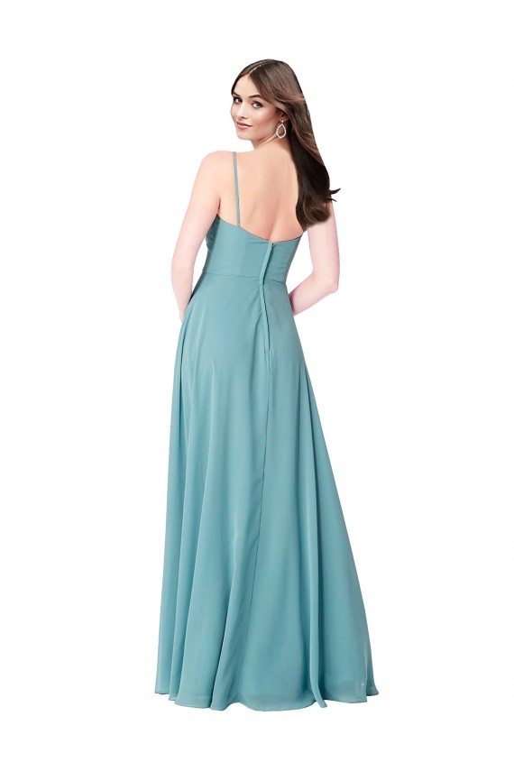 Cheap Draped Empire V-Neck Chiffon Bridesmaid Dress UK