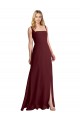 Cheap Square Neckline Soft A-Line Chiffon Bridesmaid Dress with Side Slit UK