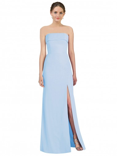 Cheap Strapless Trumpet Chiffon Formal Bridesmaid Dress with Thigh high Slit UK