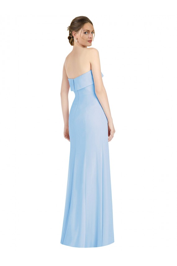 Cheap Strapless Trumpet Chiffon Formal Bridesmaid Dress with Thigh high Slit UK