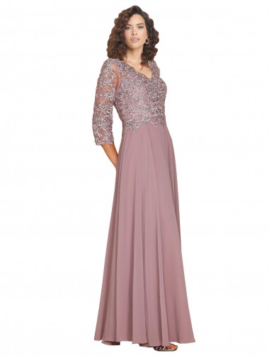 Cheap Hand-Beaded Bodice V-Neckline Long Sleeves Chiffon Bridesmaid Dress / Prom Dress UK