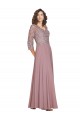 Cheap Hand-Beaded Bodice V-Neckline Long Sleeves Chiffon Bridesmaid Dress / Prom Dress UK