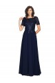 Cheap Short Sleeves A-Line Long Chiffon Bridesmaid Dress / Prom Dress with Beaded Bodice UK