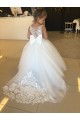 Cheap Champagne Ball Gown Sweetheart Chapel Train Sleeveless Flower Girl Dress UK