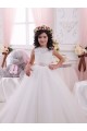 Cheap Ivory Ball Gown Bateau Chapel Train Sleeveless Flower Girl Dress UK
