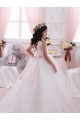 Cheap Ivory Ball Gown Bateau Chapel Train Sleeveless Flower Girl Dress UK