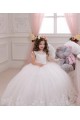 Cheap Ivory Ball Gown Bateau Neck Chapel Train Sleeveless Flower Girl Dress UK