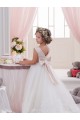 Cheap Ivory Ball Gown Bateau Neck Chapel Train V-Back Flower Girl Dress UK