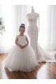 Cheap Ivory Ball Gown Chapel Train Sleeveless Flower Girl Dress UK