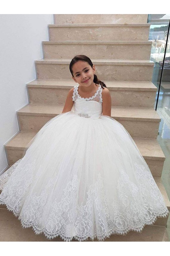 Cheap Ivory Ball Gown Floor Length Flower Girl Dress UK