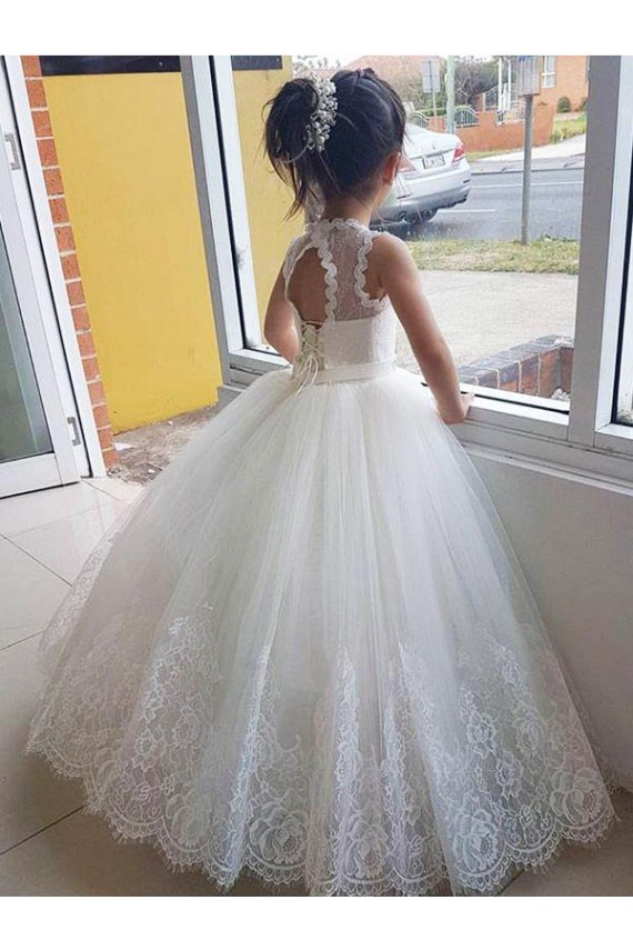 Cheap Ivory Ball Gown Floor Length Flower Girl Dress UK