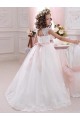 Cheap Ivory Ball Gown High Neck Floor Length Keyhole Back Flower Girl Dress UK