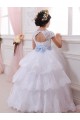 Cheap Ivory Ball Gown Sweetheart Chapel Train Cap Sleeve Flower Girl Dress UK