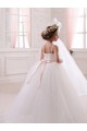Cheap Ivory Ball Gown Sweetheart Chapel Train Sleeveless Flower Girl Dress UK