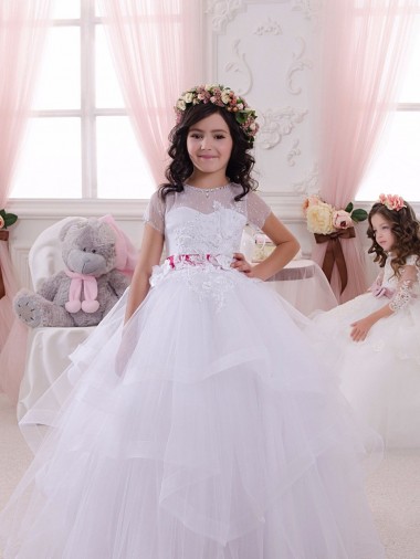 Cheap Ivory Ball Gown Sweetheart Floor Length Flower Girl Dress UK