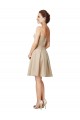 Cheap Short Classic Beaded Lace and Satin Bridesmaid Dress with Matching Satin Tie Sash UK