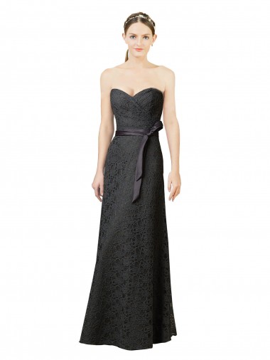 Cheap Strapless Lace Bridesmaid Dress with Sweetheart Neckline UK