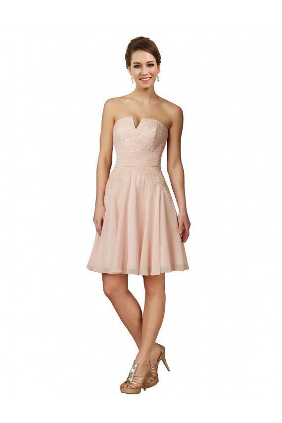 Cheap Lace and Chiffon Bridesmaid Dress / Cocktail Dress with Unique Neckline UK