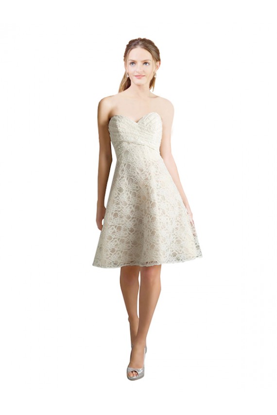 Cheap Lace Bridesmaid Dress / Cocktail Dress with Draped Sweetheart Neckline UK