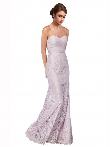 Cheap Floor Length Fitted Sweetheart Lace Bridesmaid Dress / Prom Dress UK