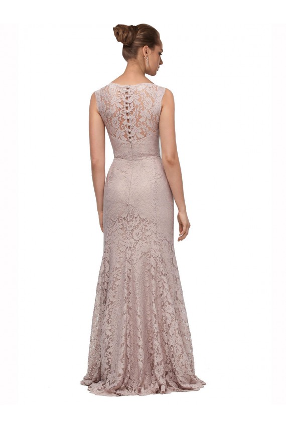 Cheap Long Sleeveless All Lace Bridesmaid Dress / Prom Dress with Scoop Neckline UK