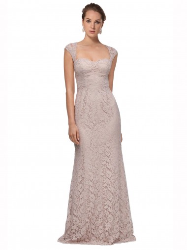 Cheap Sweetheart Neckline Cap Sleeves Lace Bridesmaid Dress / Prom Dress with Twist UK