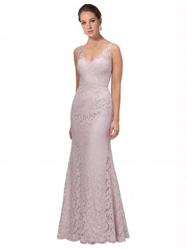Cheap Lace V-Neckline Long Full Length Bridesmaid Dress / Prom Dress UK