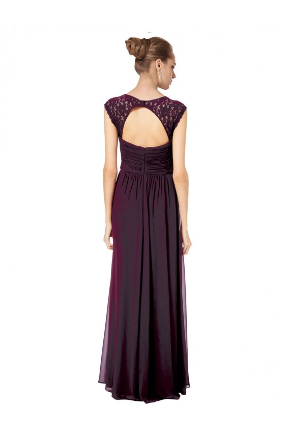 Cheap Long Chiffon Sweetheart Bridesmaid with Lace Straps and Keyhole Back UK
