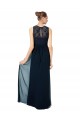 Cheap Long Chiffon Bridesmaid Dress with Lace Sleeveless Bodice and Keyhole Back UK