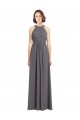 Cheap Long Chiffon Bridesmaid Dress with Corded Lace Bodice UK