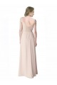 Cheap Long Chiffon Bridesmaid Dress with Corded Lace V-Neck Bodice UK