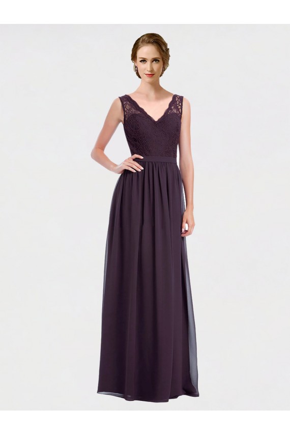 Cheap V-Neck Bridesmaid Dress with Corded Lace Bodice UK
