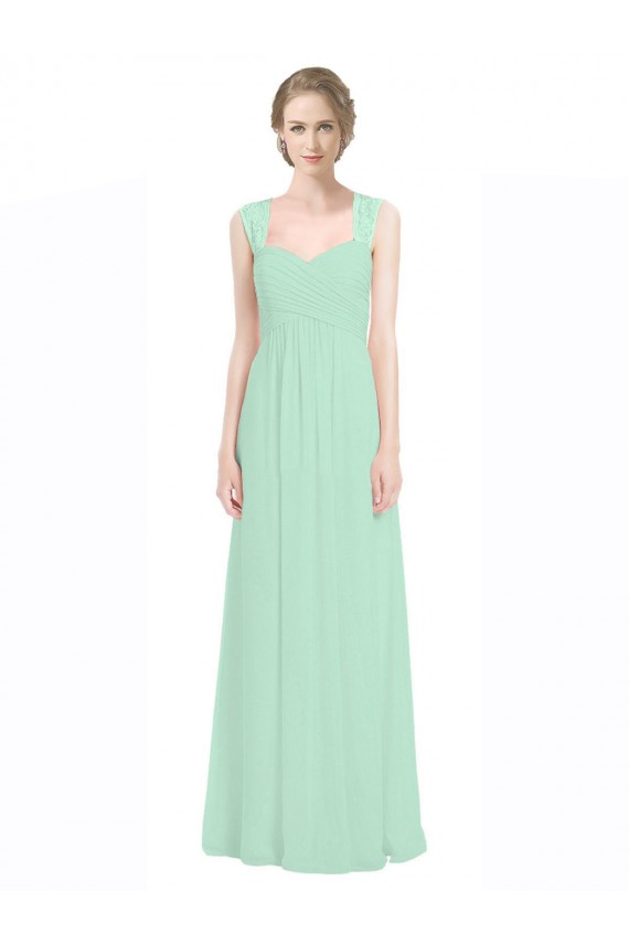 Cheap Sweetheart Chiffon Bridesmaid Dress with Lace Straps and Keyhole Back UK