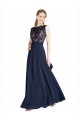 Cheap Bateaux Neckline A-Line Lace Bridesmaid Dress / Prom Dress with Top Nude Layer UK