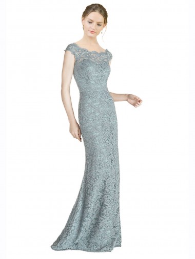 Cheap Off the Shoulder Mermaid Lace Bridesmaid Dress / Prom Dress with Cap Sleeves UK