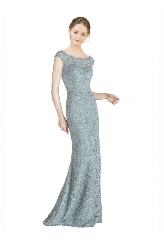 Cheap Off the Shoulder Mermaid Lace Bridesmaid Dress / Prom Dress with Cap Sleeves UK