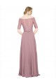 Cheap Off the Shoulder Lace Crop Top A-Line Chiffon Bridesmaid Dress / Prom Dress UK