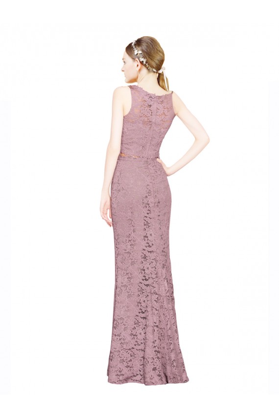 Cheap Sleeveless Crop Top High Neck Mermaid Lace Bridesmaid Dress / Prom Dress UK