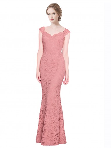 Cheap Sweetheart Mermaid Long Lace Bridesmaid Dress / Prom Dress with Wide Straps UK